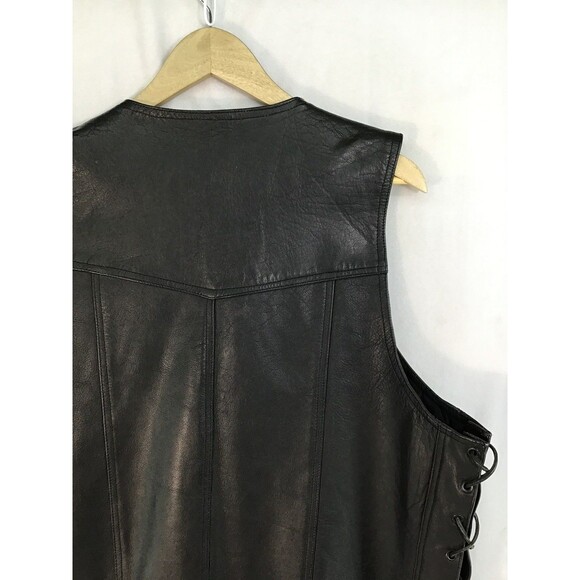 Pro Force Leather Vest Biker motorcycle Men's XL/2X Metalcore heavy metal Black - Picture 14 of 16